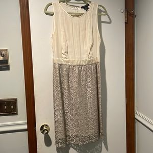 Cream and metallic lace dress